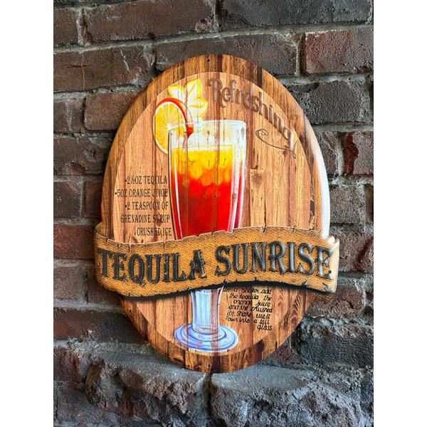 お酒の看板　テキーラサンライズ　ブリキ看板 ■ アメリカン雑貨 アメリカ雑貨