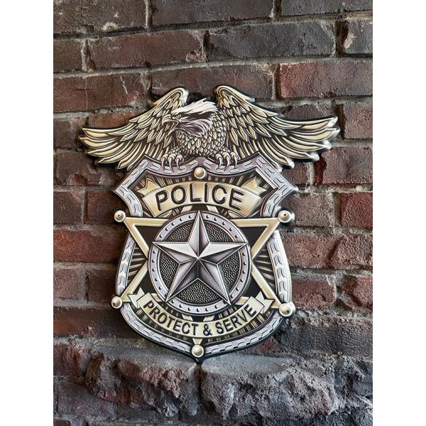 アメリカンポリス　バッジ　ブリキ看板 ■ アメリカン雑貨 アメリカ雑貨