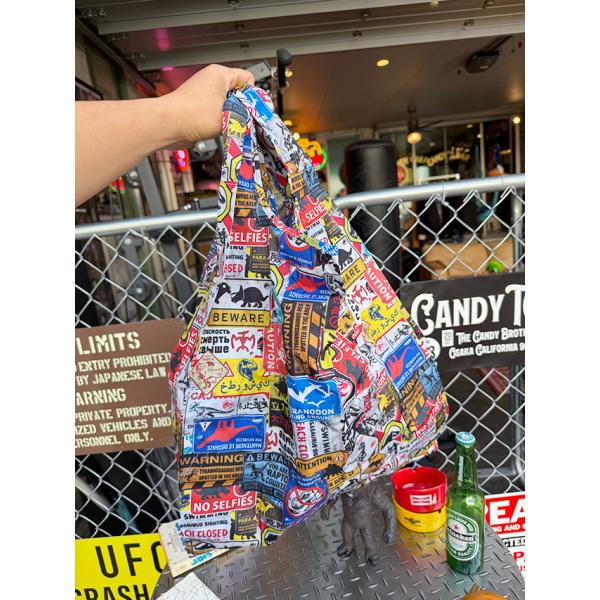 ジュラシックワールド　警告サイン　エコバッグ　ジュラシックパーク ■ アメリカン雑貨 アメリカ雑貨