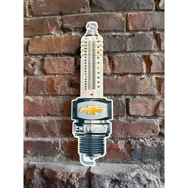 シボレー　スパークプラグ型　サーモメーター　温度計　ブリキ看板　MADE IN U.S.A. ■ ア...