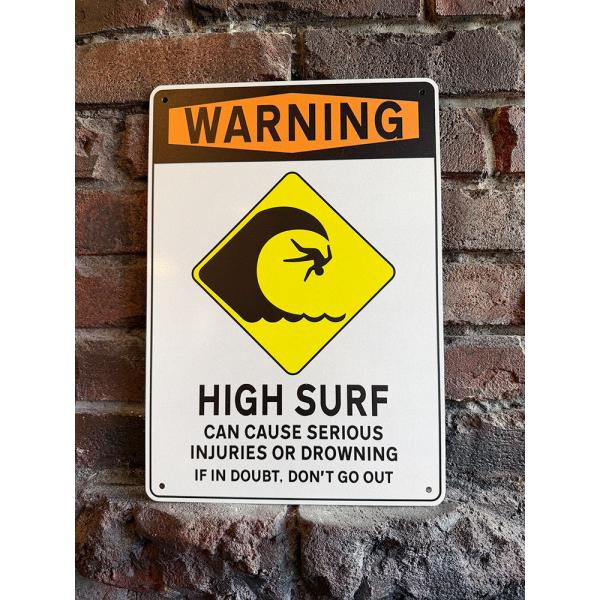 「警告！　高波注意」　ハワイアン　警告看板　アルミサイン ■ アメリカン雑貨 アメリカ雑貨