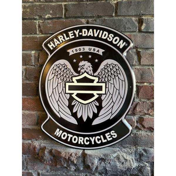 ハーレーダビッドソン　ハーレーイーグル　エンブレム　エンボス　ティンサイン　ブリキ看板 ■ アメリカ...