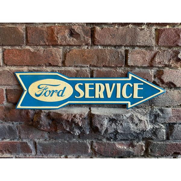 フォード　アローカットサイン　（FORD SERVICE）　矢印形　ブリキ看板　エンボス　ティンサイ...