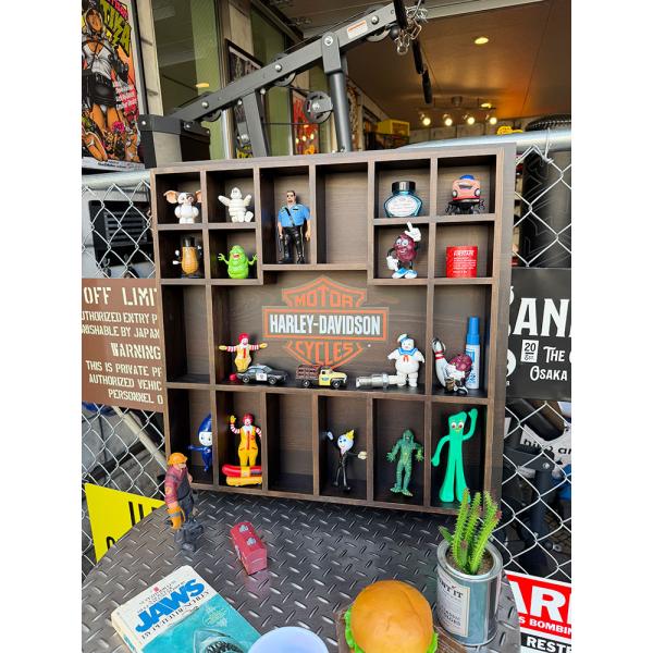 ハーレーダビッドソン　ショットグラス　ディスプレイケース　木製　ウッド　ウォールラック ■ アメリカ...