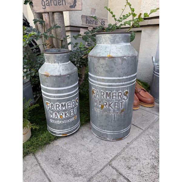 ファーマーズマーケット　ミルク缶　（大小2個セット） ■ アメリカン雑貨 アメリカ雑貨