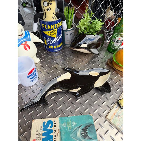 海の王者　シャチ　プレート　シャチのお皿　陶器製 ■ アメリカン雑貨 アメリカ雑貨