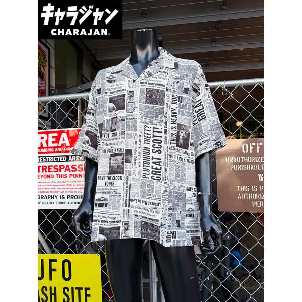 映画　バック・トゥ・ザ・フューチャー　オフィシャル　ニュースペーパー　アロハシャツ　（LLサイズ）　...