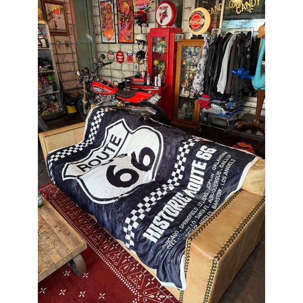 ルート66　フリースブランケット　200cm×140cm ■ アメリカン雑貨 アメリカ雑貨 毛布