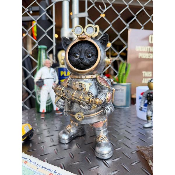 スチームパンク　スペースキャット　ポリレジン　オブジェ ■ アメリカン雑貨 アメリカ雑貨