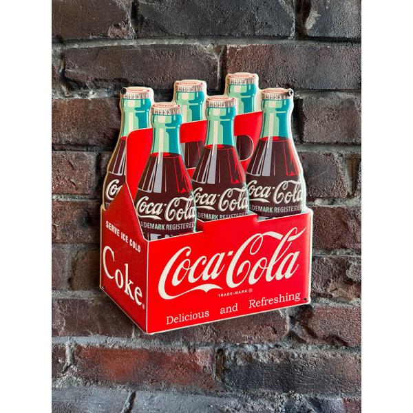 コカ・コーラ　6パック　ダイカット　エンボス　ティンサイン　ブリキ看板 ■ アメリカン雑貨 アメリカ...