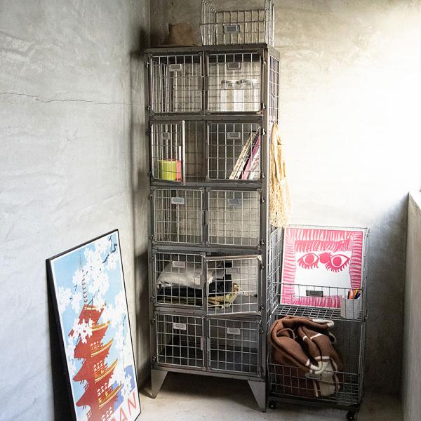 ミリタリーテイスト　メッシュロッカー　5段タイプ　全国送料無料（沖縄・離島除く）　秘密基地系ファニチ...