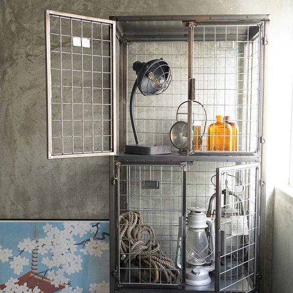 ミリタリーテイスト　メッシュロッカー　3段タイプ　全国送料無料（沖縄・離島除く）　秘密基地系ファニチ...