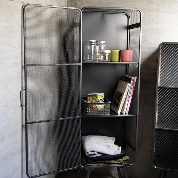 ミリタリーテイスト　メッシュキャビネット アンティークシルバー　全国送料無料（沖縄・離島除く）　秘密...