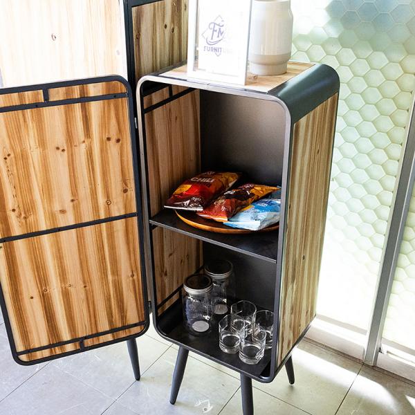 ミリタリーテイスト　ウッド＆アイアン　ウッドドア　キャビネットM 　（2段）　送料無料（沖縄・離島除...