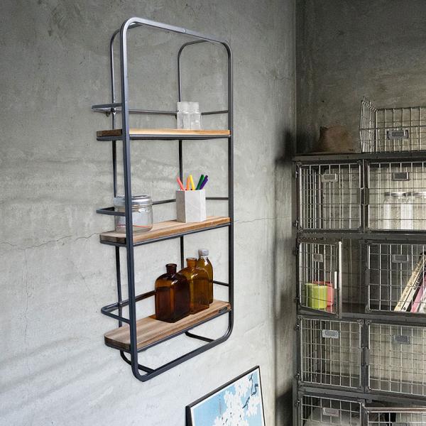 ミリタリーテイスト　ウォールシェルフ　（3段タイプ）　全国送料無料（沖縄・離島除く）　秘密基地系ファ...