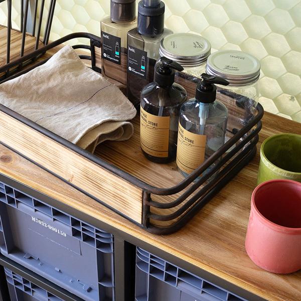 ミリタリーテイスト　ウッド＆アイアンケース　（Lサイズ/大きい方）　秘密基地系ファニチャー　FML ...