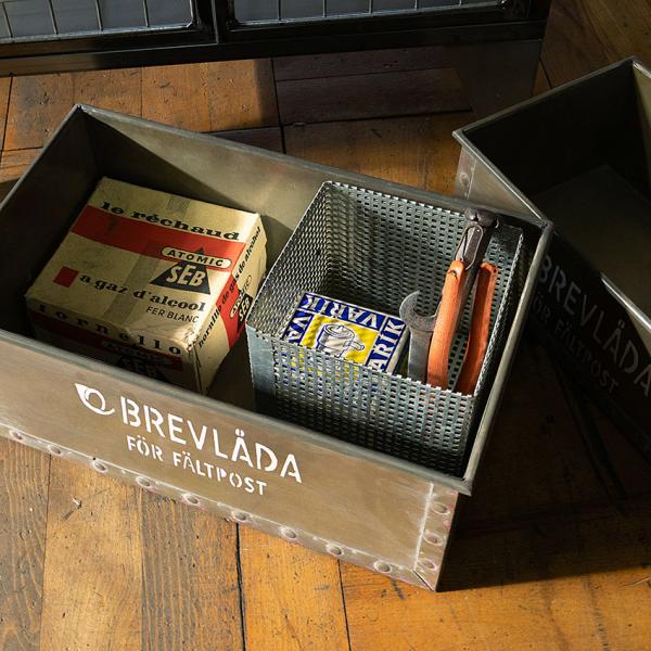 ミリタリーテイスト　ブリキ収納ボックス　（Lサイズ）　単品　秘密基地系ファニチャー　FML ■ アメ...