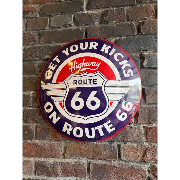 ルート66　ドームサイン　ブリキ看板　（トリコロール） ■ アメリカ雑貨 アメリカン雑貨