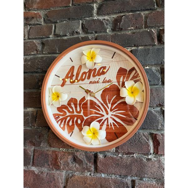 ハワイアン　プルメリア　レトロ　ウォールクロック　（ハイビスカス）　壁掛け時計 ■ アメリカン雑貨 ...