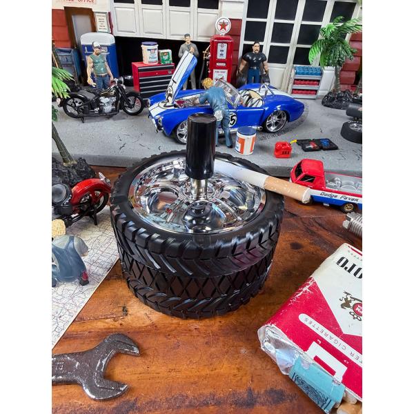 タイヤホイール型　スピンアシュトレイ　（シルバー）　灰皿 ■ アメリカン雑貨 アメリカ雑貨