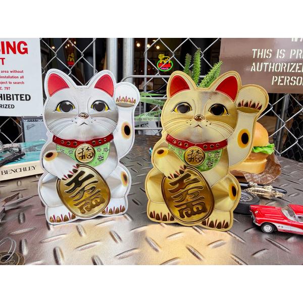 クルマにも貼れる！　招き猫　リフレクター　ステッカー　（2色セット）　商売繁盛　千客万来　金運アップ...