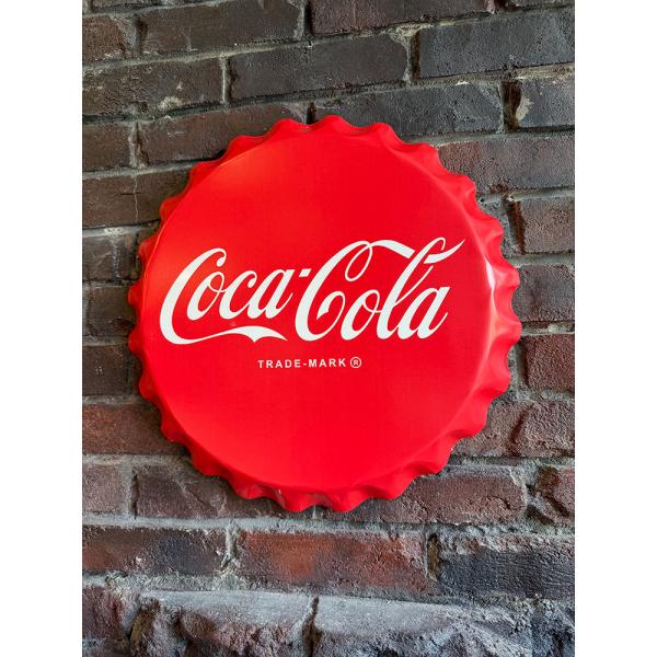 コカ・コーラ　ボトルキャップサイン　ブリキ看板　（トラディショナル/レッド） ■ アメリカン雑貨 ア...