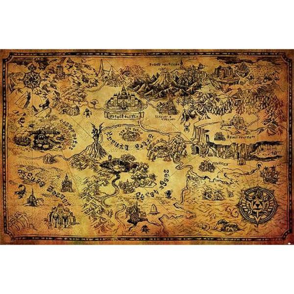 ゼルダの伝説　ハイラル王国の地図　オフィシャルポスター　※フレームは付属しません ■ アメリカン雑貨...