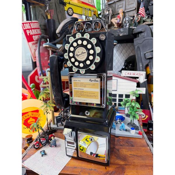 アメリカの公衆電話型　電話機　ペイテレフォン　1957年モデル　（レトロブラック） ■ アメリカン雑...