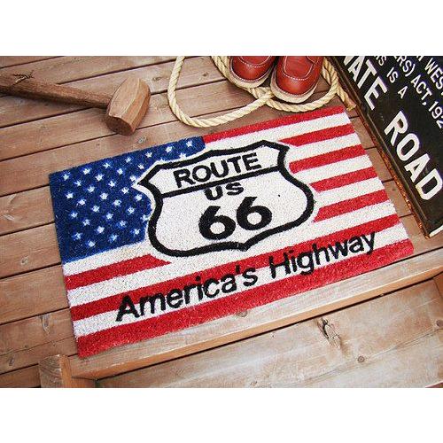 ルート66＆星条旗　ココマット　（レクタングル）　アメリカ雑貨　アメリカン雑貨　玄関マット　屋内　お...