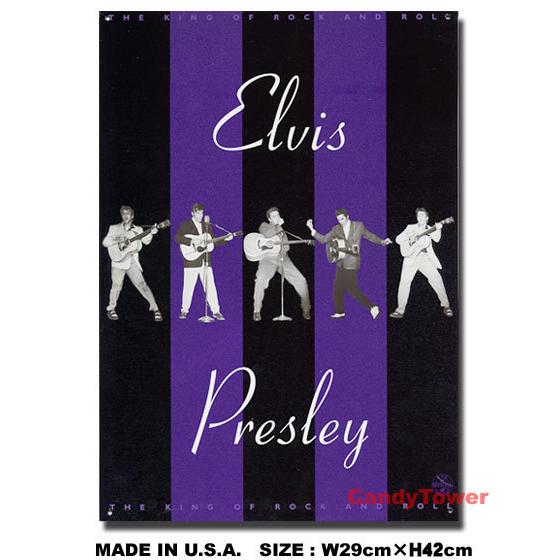 エルビス・プレスリー　（パープルストライプ）　ブリキ看板　■　アメリカン雑貨　アメリカ雑貨