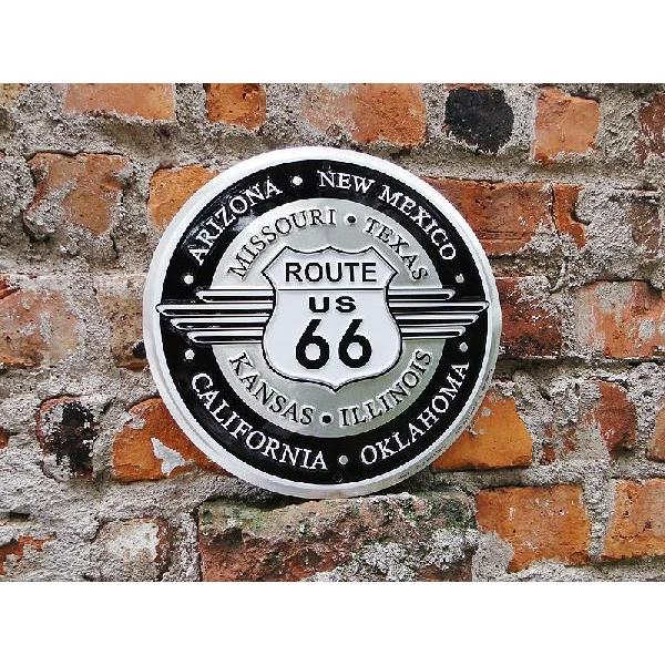 ルート66　ラウンド看板　ウイング　ブリキ看板　■ アメリカン雑貨 アメリカ雑貨