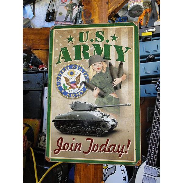 ★稀少な絶盤品★ U.S.ヘヴィースチールサイン U.S.アーミー Join Today! アメリカ...