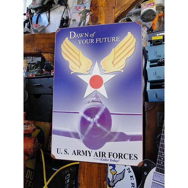 ★稀少な絶盤品★ U.S.ヘヴィースチールサイン U.S.アーミーエアフォース ロゴ アメリカン雑貨...