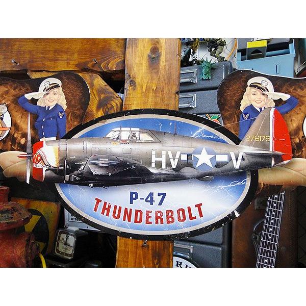クラシック戦闘機　（ウイングデザイン）　U.S.ヘヴィースチールサイン　（P-47　サンダーボルト）...