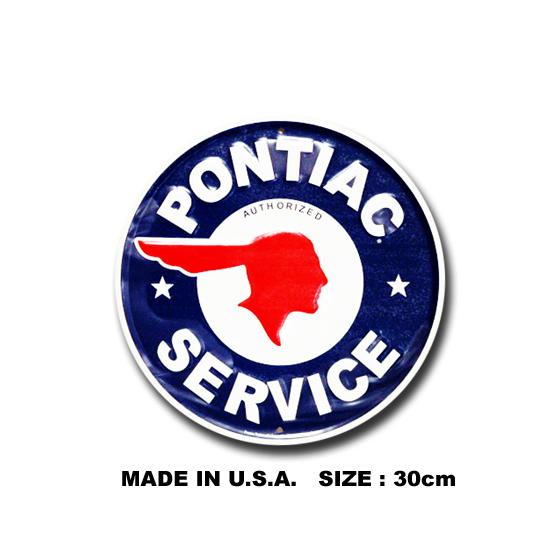 アメリカンブリキ看板 ポンティアック　ラウンド アメリカ雑貨 アメリカン雑貨 サインプレート ティン...