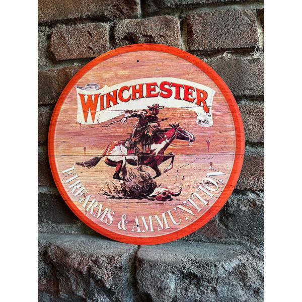 ウィンチェスター　エキスプレスライダー　ラウンド　ブリキ看板　■ アメリカ雑貨 アメリカン雑貨
