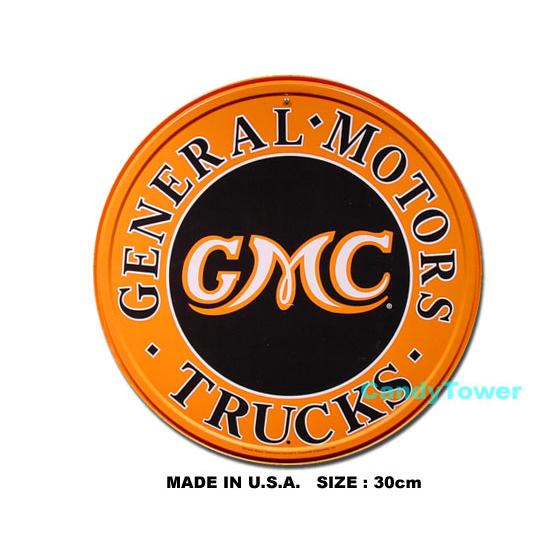 アメリカンブリキ看板 GMC ラウンド -ジェネラルモーターズトラック- アメリカ雑貨 アメリカン雑...