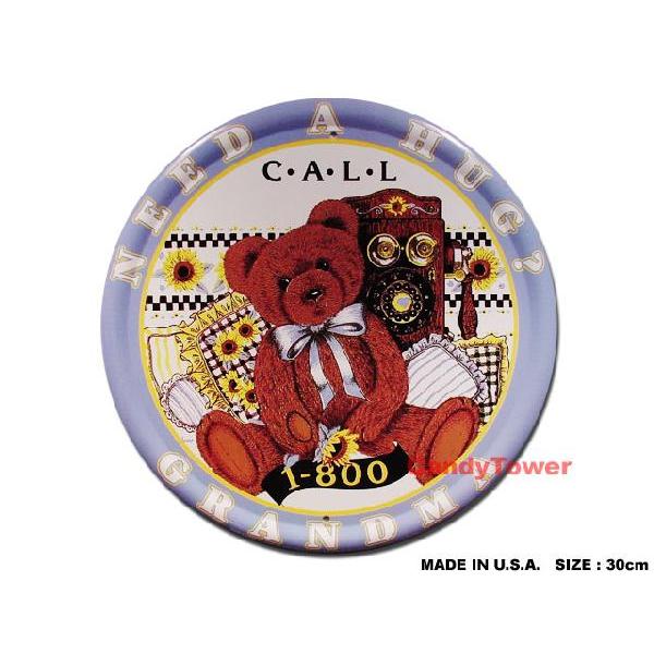 アメリカンブリキ看板 テディベアー ラウンド -NEED A HUG?- アメリカ雑貨 アメリカン雑...