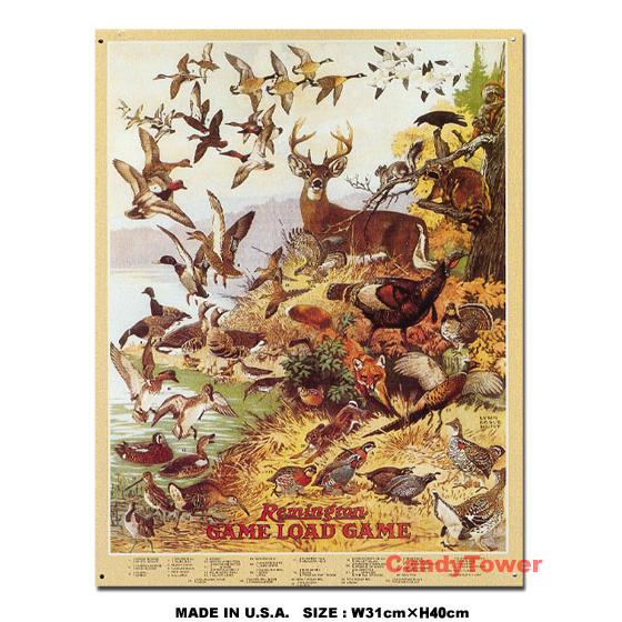 野生の動物いっぱい　レミントン　ブリキ看板　■ アメリカン雑貨 アメリカ雑貨