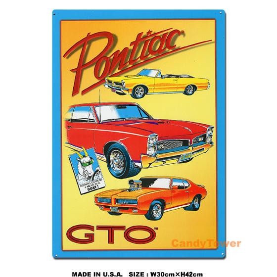 ポンティアック GTO　ブリキ看板　（レトロタッチアート）　■ アメリカン雑貨 アメリカ雑貨