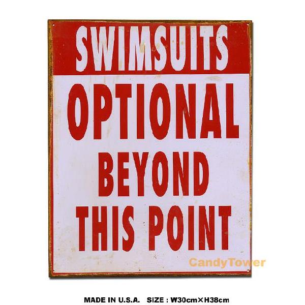 アメリカンブリキ看板 この先、水着はオプションになります！ アメリカ雑貨 アメリカン雑貨 サインプレ...
