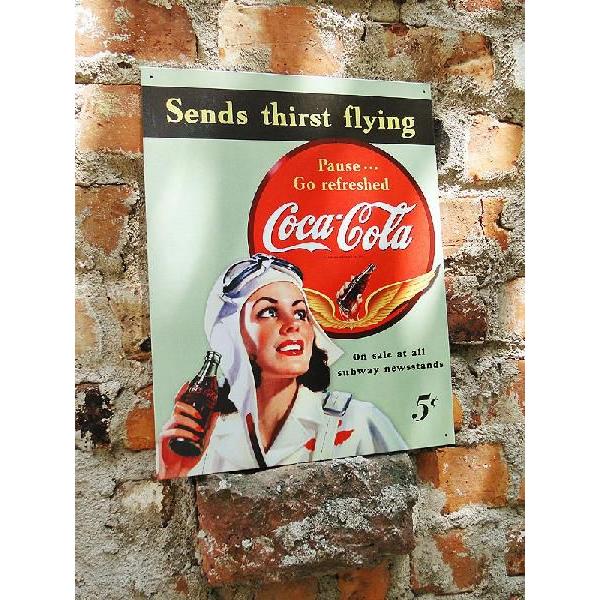 コカ・コーラブランド ブリキ看板 フライイング アメリカ雑貨 アメリカン雑貨 サインプレート