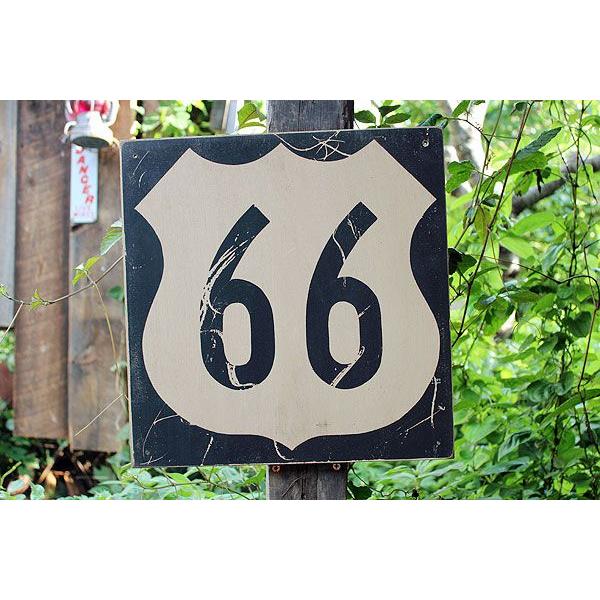 昔のルート66　ウッドサイン　（クラシックルート66）　アメリカ雑貨　アメリカン雑貨　サインプレート...