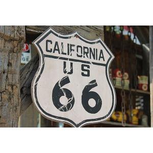 昔のルート66　ウッドサイン　（ルート66/カリフォルニア）　アメリカ雑貨　アメリカン雑貨　壁掛けな部屋　カントリー雑貨　木製看板