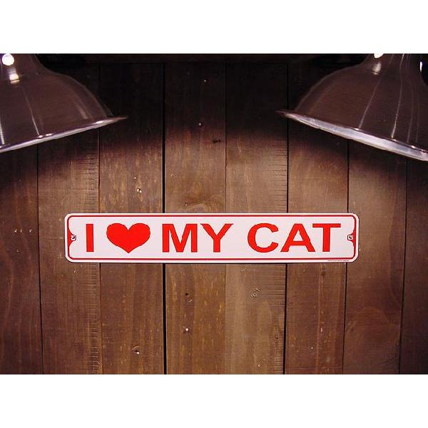 ミニストリート看板 I LOVE MY CAT -アイ・ラブ・マイ・キャット- アメリカ雑貨 アメリ...