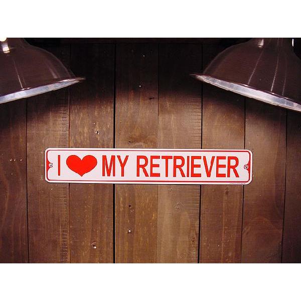 ミニストリート看板 I LOVE RETRIEVER -アイ・ラブ・マイ・レトリバー- アメリカ雑貨...