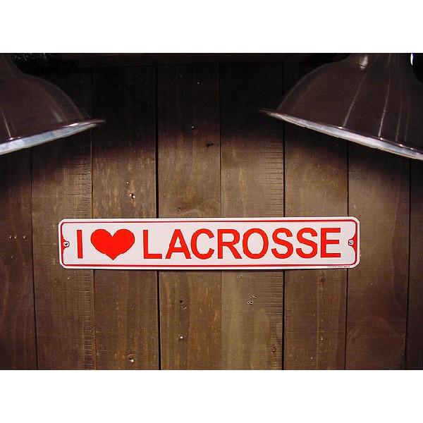ミニストリート看板 I LOVE LACROSSE -アイ・ラブ・ラクロス- アメリカ雑貨 アメリカ...
