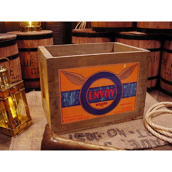 ★稀少な絶盤品★ クレートラベルボックス Lサイズ NO.1 ENVOY BRAND アメリカ雑貨 ...