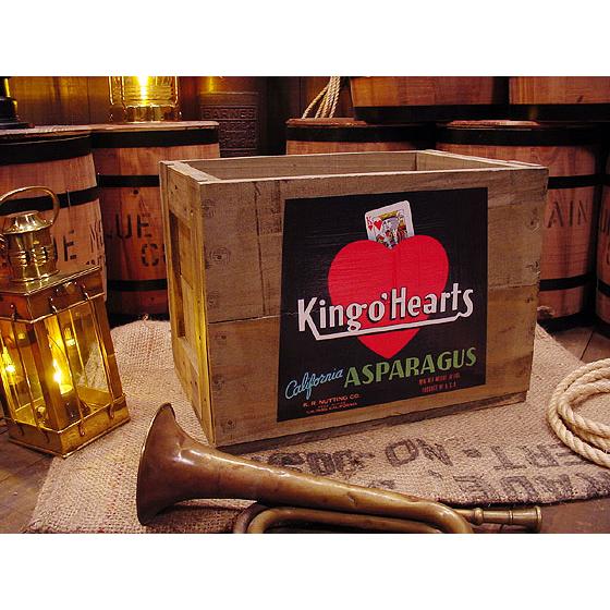 ★稀少な絶盤品★ クレートラベルボックス Lサイズ NO.6 KING O' HEARTS アメリカ...