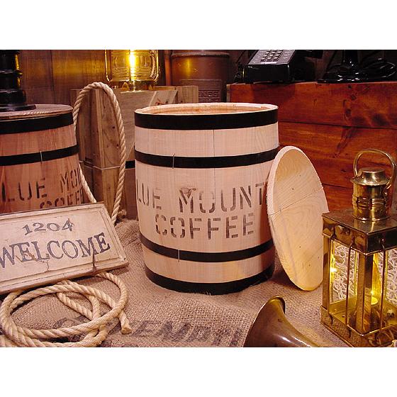 コーヒー木樽　（豆だる）　無色　アメリカ雑貨　アメリカン雑貨　おしゃれ　ゴミ箱　カントリー雑貨　ナチ...